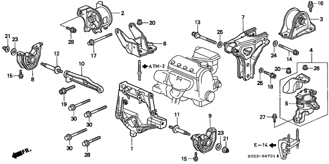 Body/Air Conditioning/Engine Mount (AT) for 2000 Honda CIVIC COUPE #1