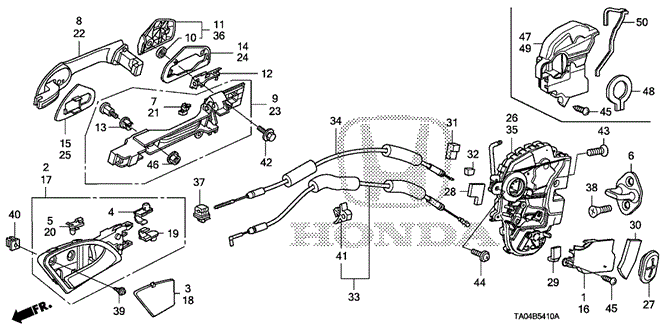 Body/Air Conditioning/Rear Door Locks - Outer Handle for 2010 Honda ACCORD SEDAN #1