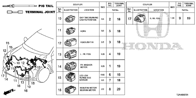 Electrical/Exhaust/Heater/Fuel/Electrical Connectors (FR.) (2) for 2013 Honda ACCORD SEDAN #1