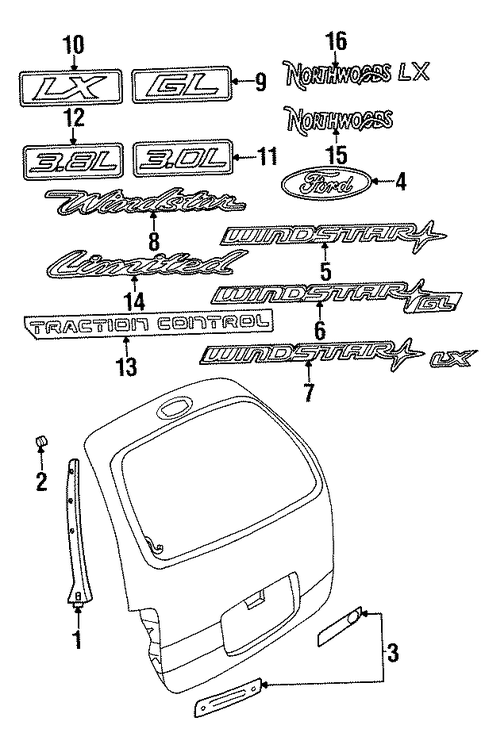 Windstar EXTERIOR TRIM - LIFT GATE