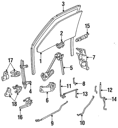Body/Glass - Front Door for 1988 Buick LeSabre #1