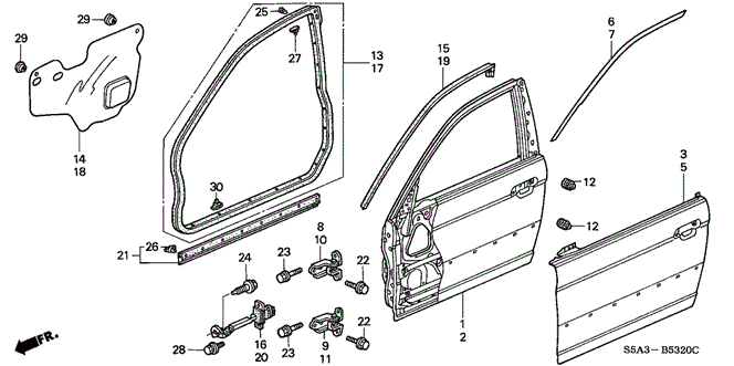 BODY / AIR CONDITIONING/FRONT DOOR PANELS for 2001 Honda CIVIC SEDAN #1