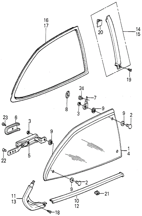 BODY / AIR CONDITIONING/QUARTER WINDOW for 1981 Honda ACCORD HATCHBACK #1