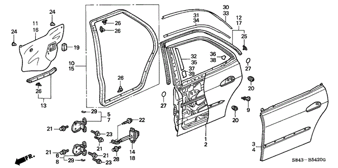 BODY / AIR CONDITIONING/REAR DOOR PANELS for 2001 Honda ACCORD SEDAN #1