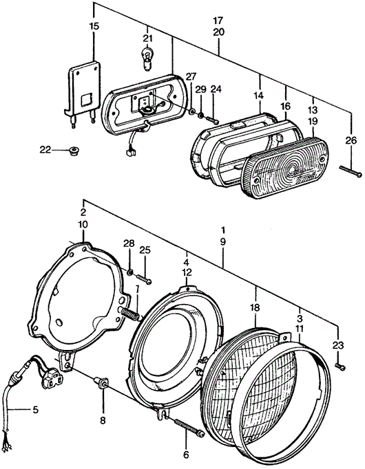 ELECTRICAL / EXHAUST / HEATER / FUEL/HEADLIGHT - FRONT COMBINATION LIGHT ('75-'76) for 1975 Honda CIVIC 1200 HATCHBACK #1