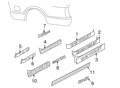 S10 EXTERIOR TRIM - PICK UP BOX 5