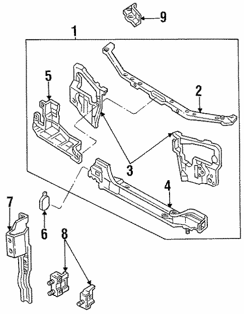 Radiator Support for 1997 Ford Aspire #0
