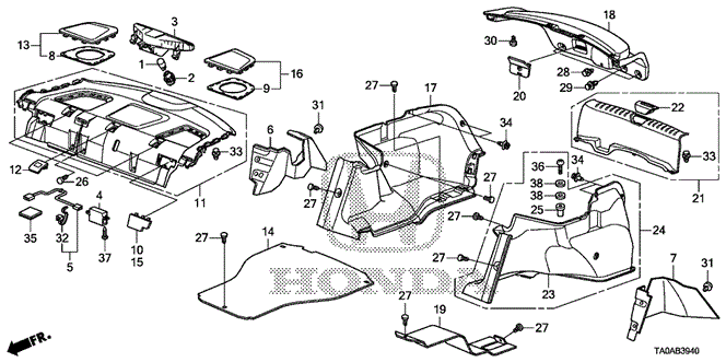 Interior/Bumper/Rear Tray - Side Lining for 2012 Honda ACCORD SEDAN #1
