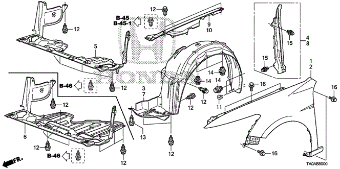 BODY / AIR CONDITIONING/FRONT FENDERS for 2012 Honda ACCORD SEDAN #1
