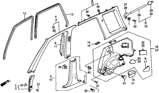 INTERIOR / BUMPER/OPENING TRIM for 1988 Honda CIVIC 5-DOOR #1