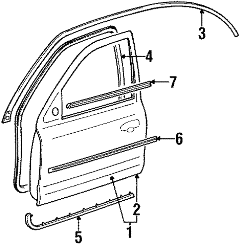 Exterior Trim - Front Door for 1996 Ford Contour #0