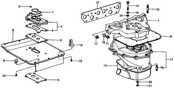 ENGINE/CARBURETOR INSULATOR - MANIFOLD ('76) for 1976 Honda CIVIC COUPE #1