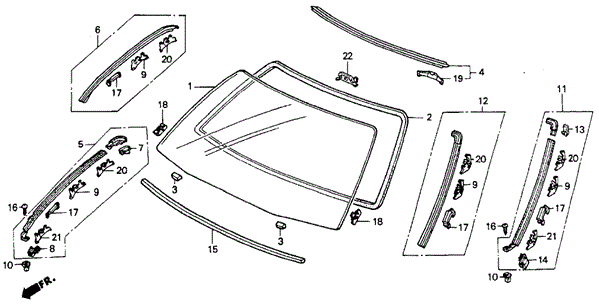 1990 Honda ACCORD COUPE LX MOLDING, FR. WINDSHIELD (UPPER) - (73151SM2903) 1990 Honda ACCORD COUPE LX MOLDING, FR. WINDSHIELD (UPPER) - (73151SM2903)