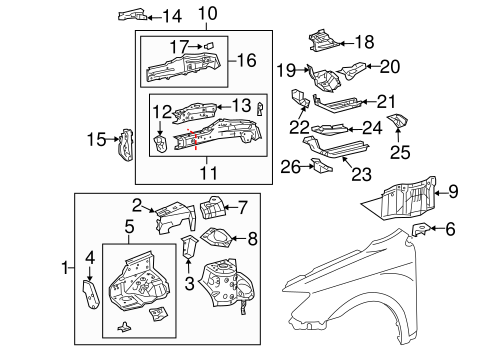 BODY/STRUCTURAL COMPONENTS & RAILS for 2005 Scion tC #1