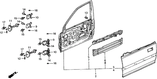 BODY / AIR CONDITIONING/FRONT DOOR PANELS for 1990 Honda CIVIC 5-DOOR #1