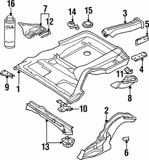 Rear Floor & Rails for 1994 Audi Cabriolet #0
