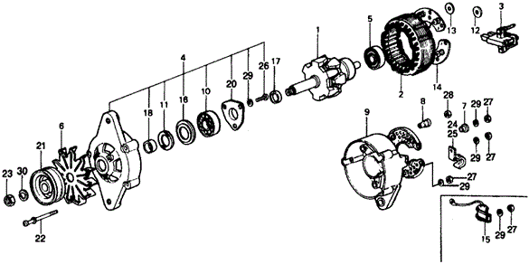 ENGINE/ALTERNATOR COMPONENTS for 1976 Honda CIVIC COUPE #1