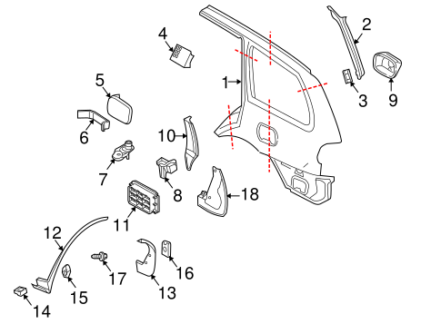 V40 EXTERIOR TRIM - QUARTER PANEL