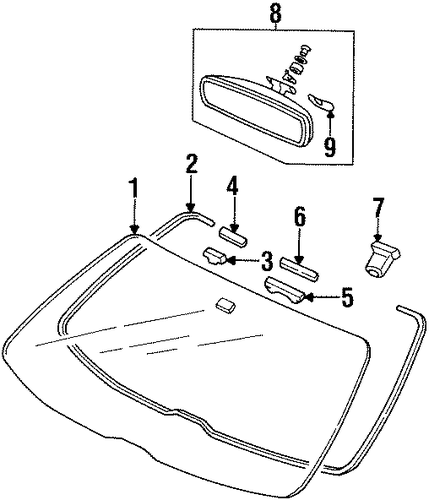 1993 Honda CIVIC SEDAN EX (ABS) Fastener D, Windshield Glass - (91533SR4000) 1993 Honda CIVIC SEDAN EX (ABS) Fastener D, Windshield Glass - (91533SR4000)