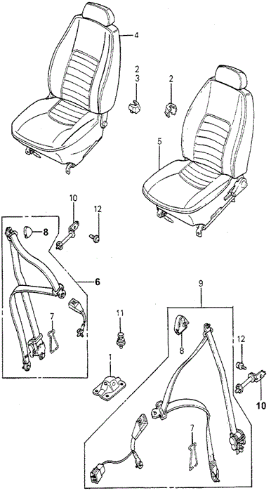 INTERIOR / BUMPER/FRONT SEAT - SEAT BELT (1) for 1981 Honda ACCORD HATCHBACK #1