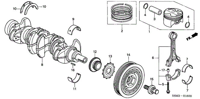 Engine/Piston - Crankshaft for 2003 Honda CIVIC HATCHBACK #1