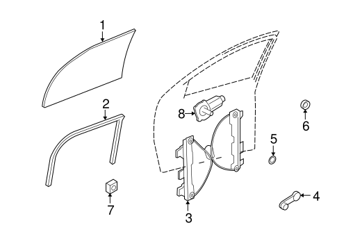 Body/Glass - Front Door for 2009 Ford Focus #1