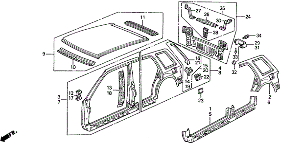 BODY / AIR CONDITIONING/OUTER PANEL for 1991 Honda CIVIC 5-DOOR #1