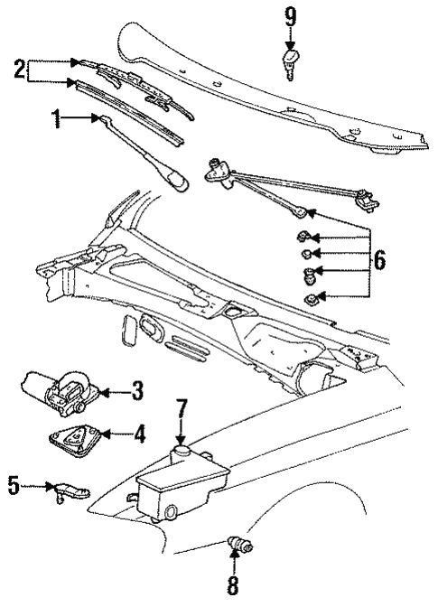 Body/Wiper & Washer Components for 1996 Ford Mustang #1