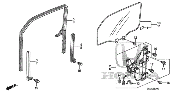 Front Door Glass - Regulator for 2010 Honda ELEMENT 5-DOOR #0