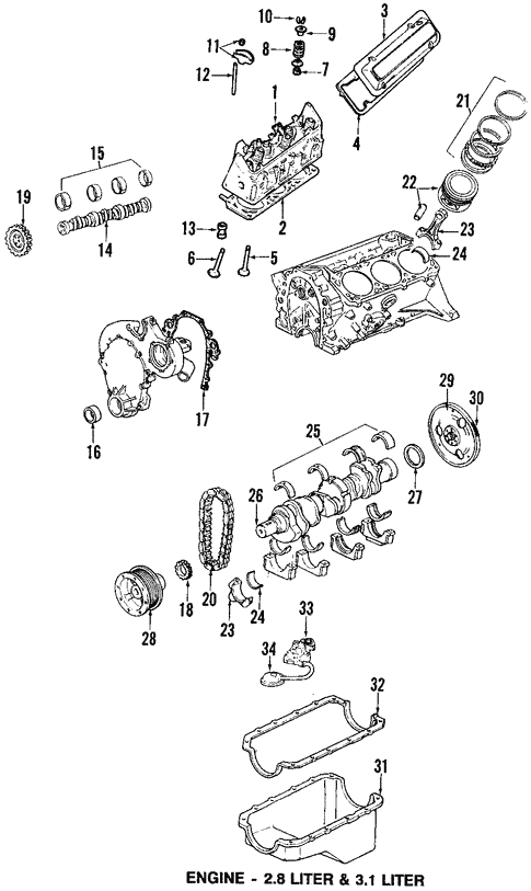 Engine for 1994 Pontiac Sunbird #1