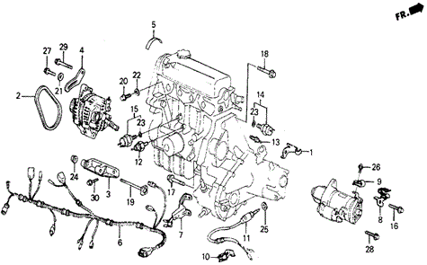 ENGINE/ENGINE SUB CORD - SENSOR for 1984 Honda CIVIC 5-DOOR #1