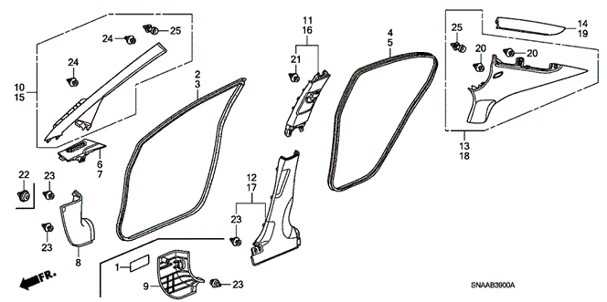 INTERIOR / BUMPER/PILLAR GARNISH for 2009 Honda CIVIC SEDAN #1