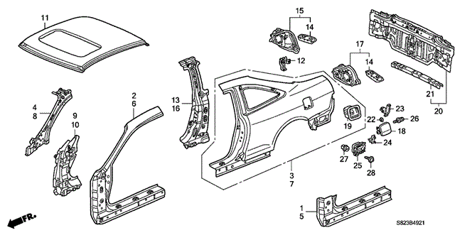 BODY / AIR CONDITIONING/OUTER PANEL (PLASMA STYLE PANEL) for 2001 Honda ACCORD COUPE #1