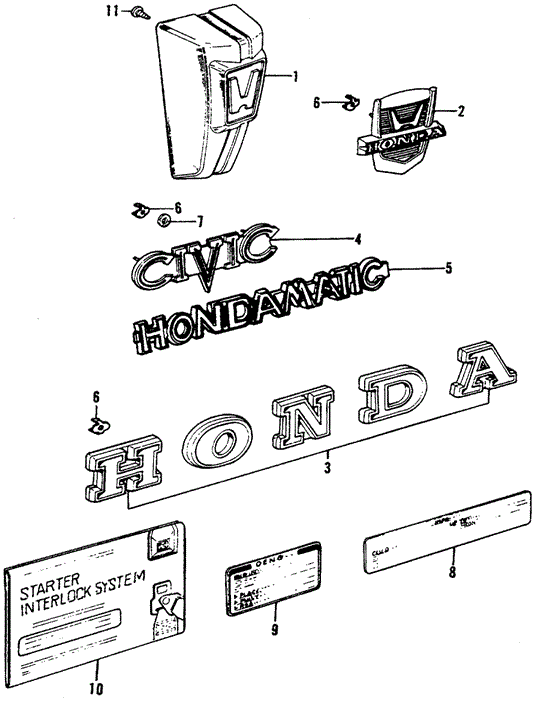 INTERIOR / BUMPER/EMBLEMS for 1973 Honda CIVIC 1200 COUPE #1