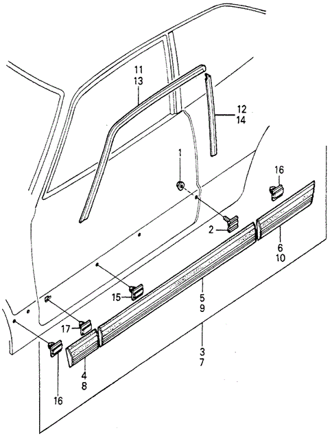 BODY / AIR CONDITIONING/SIDE PROTECTOR for 1981 Honda ACCORD HATCHBACK #1