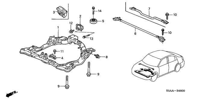 BODY / AIR CONDITIONING/FRONT SUB FRAME for 2004 Honda CIVIC SEDAN #1