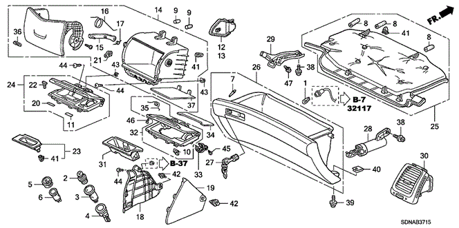 Interior/Bumper/Instrument Panel Garnish (Passenger Side) for 2007 Honda ACCORD COUPE #1