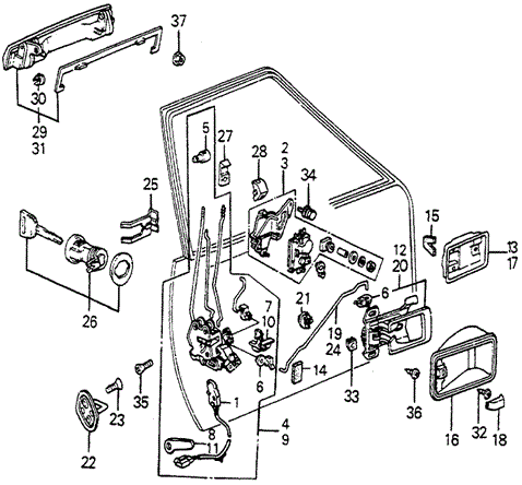 BODY / AIR CONDITIONING/FRONT DOOR LOCKS 4DR for 1985 Honda ACCORD SEDAN #1