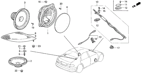 ELECTRICAL / EXHAUST / HEATER / FUEL/ANTENNA - SPEAKER for 1992 Honda CIVIC SEDAN #1