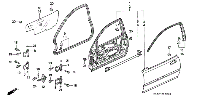 Body/Air Conditioning/Door Panel for 1992 Honda CIVIC HATCHBACK #1