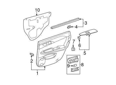 BODY/INTERIOR TRIM - REAR DOOR for 2012 Toyota Avalon #1