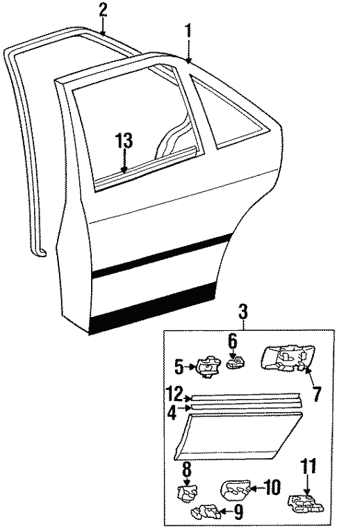 Exterior Trim - Rear Door for 1992 Mercedes-Benz 300 E #0