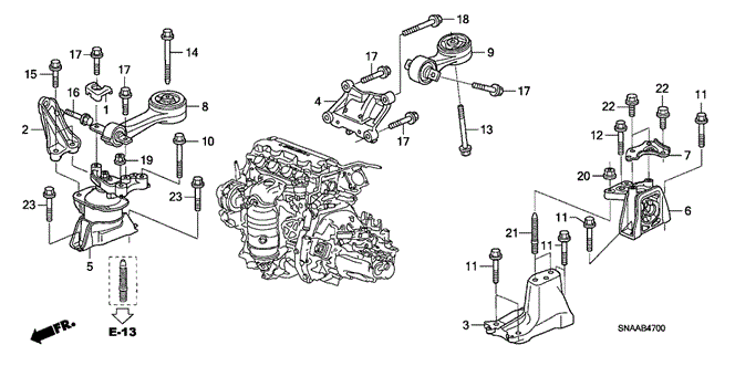 BODY / AIR CONDITIONING/ENGINE MOUNTS (1.8L) (MT) for 2009 Honda CIVIC SEDAN #1