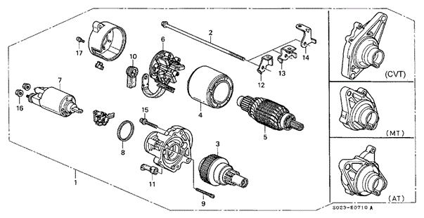 ENGINE/STARTER MOTOR (MITSUBA) for 2000 Honda CIVIC COUPE #1