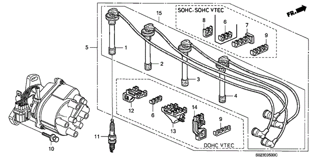 Engine/High Tension Cord - Spark Plug for 2000 Honda CIVIC COUPE #1
