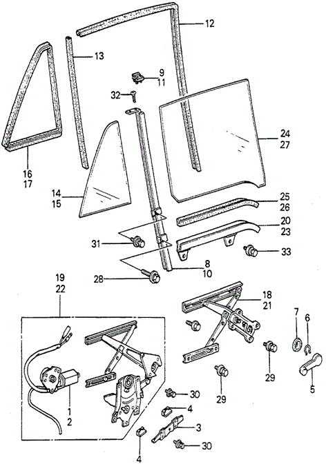 BODY / AIR CONDITIONING/REAR DOOR WINDOWS for 1981 Honda ACCORD SEDAN #1