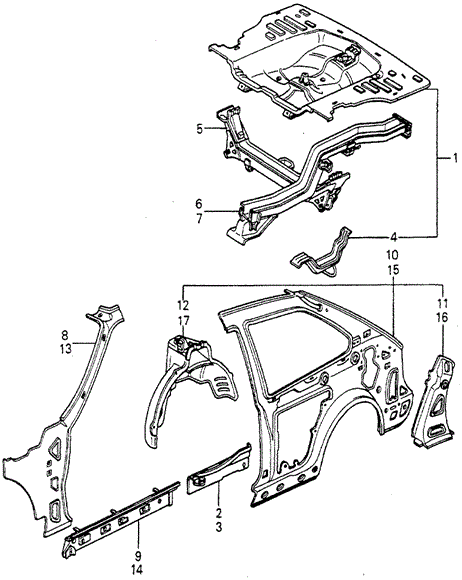 Body/Air Conditioning/Body Structure Components (4) for 1980 Honda ACCORD HATCHBACK #1