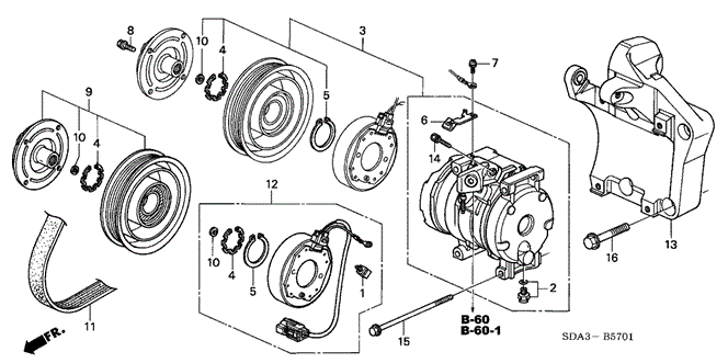 Body/Air Conditioning/A/C Compressor (V6) for 2003 Honda ACCORD SEDAN #1