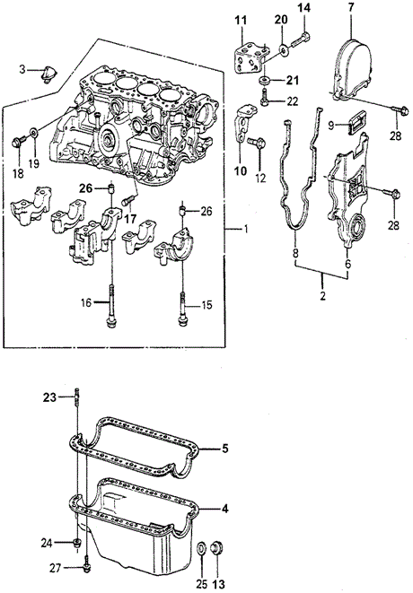 ENGINE/CYLINDER BLOCK - OIL PAN for 1979 Honda ACCORD SEDAN #1