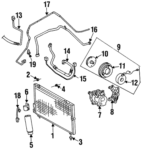 HVAC/CONDENSER, COMPRESSOR & LINES for 1996 Toyota Paseo #1